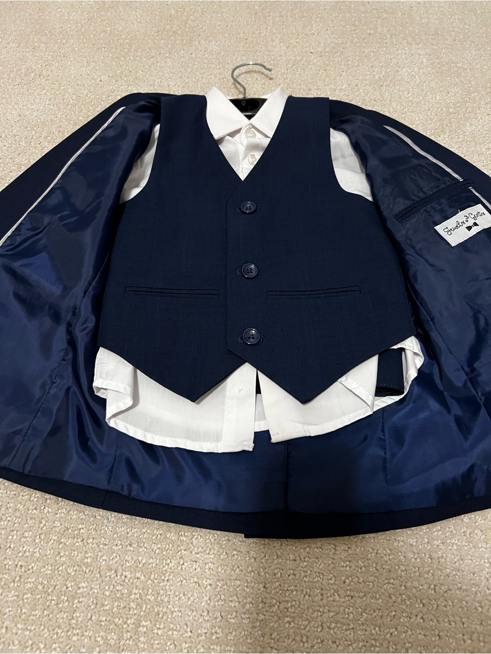 Boys Navy Dress Vest and Shirt Set
